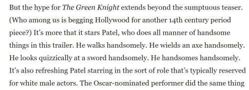 uovoc: Vanity Fair thinks The Green Knight is gonna be fun guys