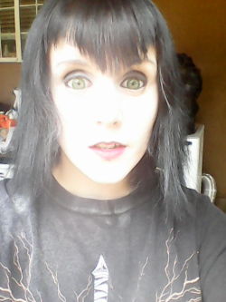 thelittlestarling:  Make up, hair, and circle lenses! I ended up putting in my green ones. I look like Mavis from Hotel Transylvania! 