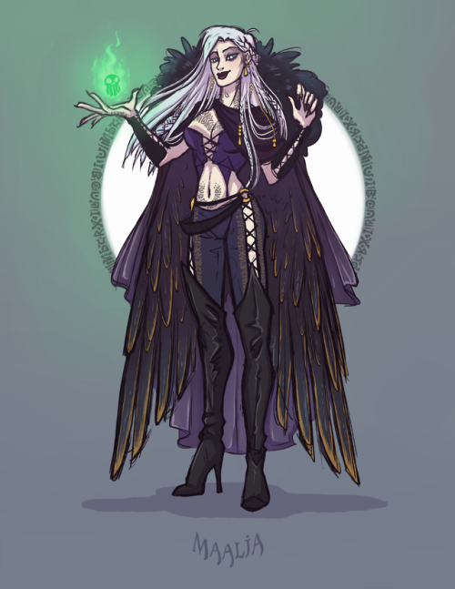 Long overdue commission for a good friend… her sexy, sinister D&D Warlock ready to make a