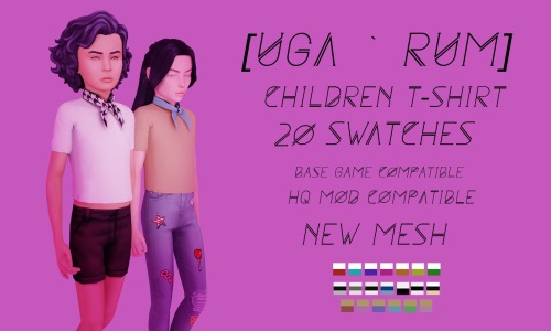  ~  Children T-Shirts ~- new mesh;-base game compatible;-HQ mod compatible;-20 swatchesTERMS OF USE-