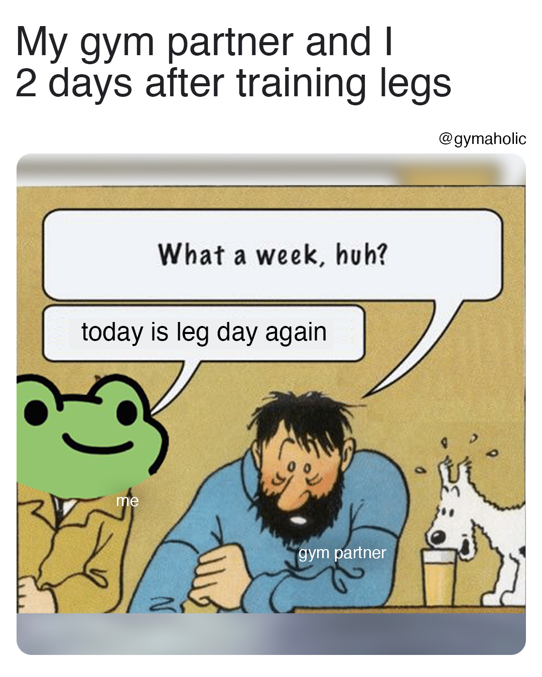 My gym partner and I 2 days after training legs