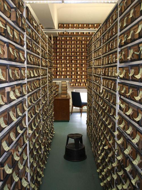 The archive of the Thesaurus Linguae Latinae (T.L.L.) in the Bavarian Academy of Sciences, Munich.Th