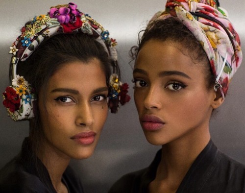 ayadaily:Aya Jones & Pooja Mor backstage @ Dolce & Gabbana