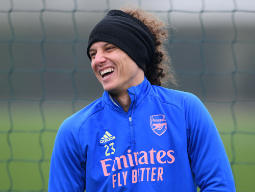 picturesofthearsenal:David Luiz of Arsenal during the Arsenal training session at London Colney on N