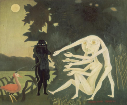 The Encounter of 2 bis rue Perrel by Victor Brauner, 1946. Oil on canvas, 85 × 105 cm. Mu
