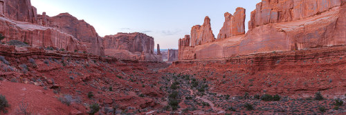 Park Ave Panorama by Jake_Rogers Reflected light at sunset in Arches National Park flic.kr/p