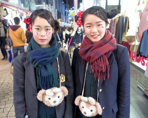 Friendly Japanese schoolgirls with cute styles and loose socks who we met on Takeshita Dori in Haraj