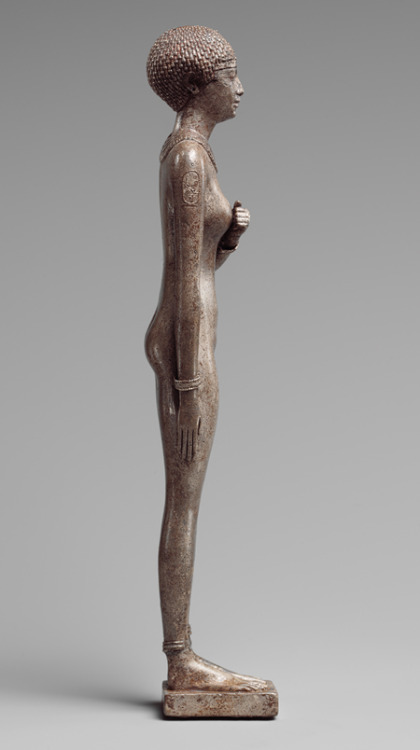 Ancient Egyptian statuette of a Woman, Late Period, Dynasty 26, reign of Necho II, ca. 610–595 B.C.