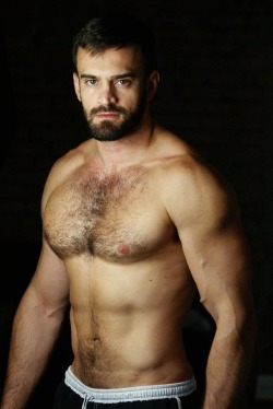 Hairy chest, legs,Beard and Mustache.