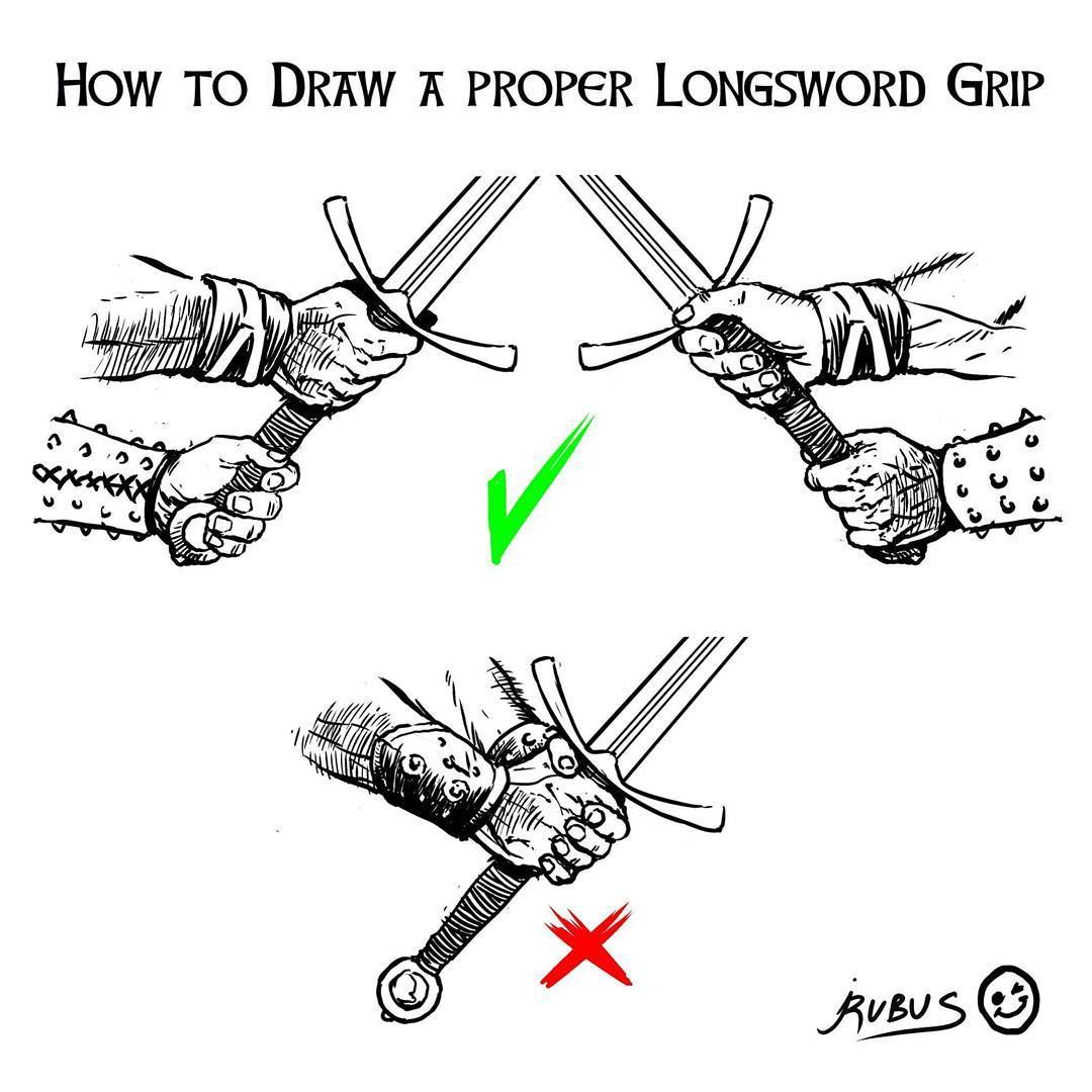 rasec-wizzlbang:  rubus-the-barbarian:  How to draw a proper longsword grip #drawing