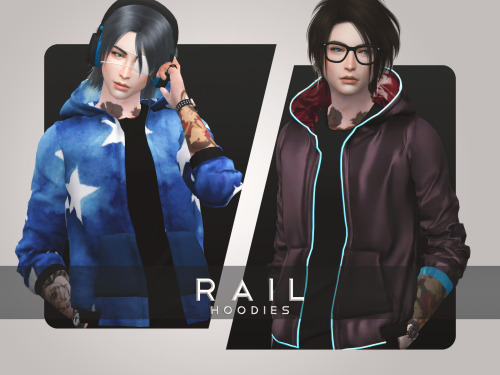 Rail hoodies - I and III kinda wanted a hoodie with a glowy part. And then I made a regular version.