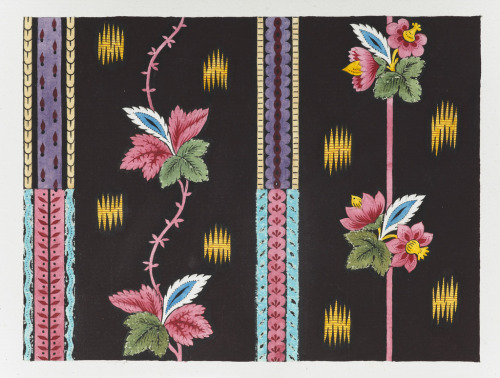 Floral Garlands with Border, 1800–1818. Brush and gouache, graphite on blue wove paper. Switzerland.