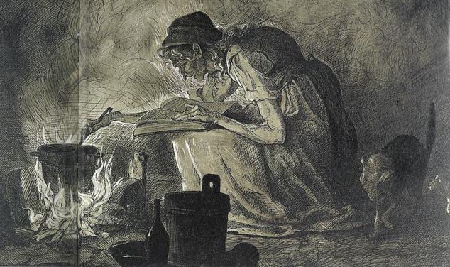 womenandcats:  Hans Thoma (1839-1924), The Witch (1870) 