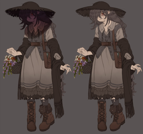 coffuu:Design for a speedrun design game done with the prompt:Vampire/Cottagecore/Flowers/Unkempt/Co