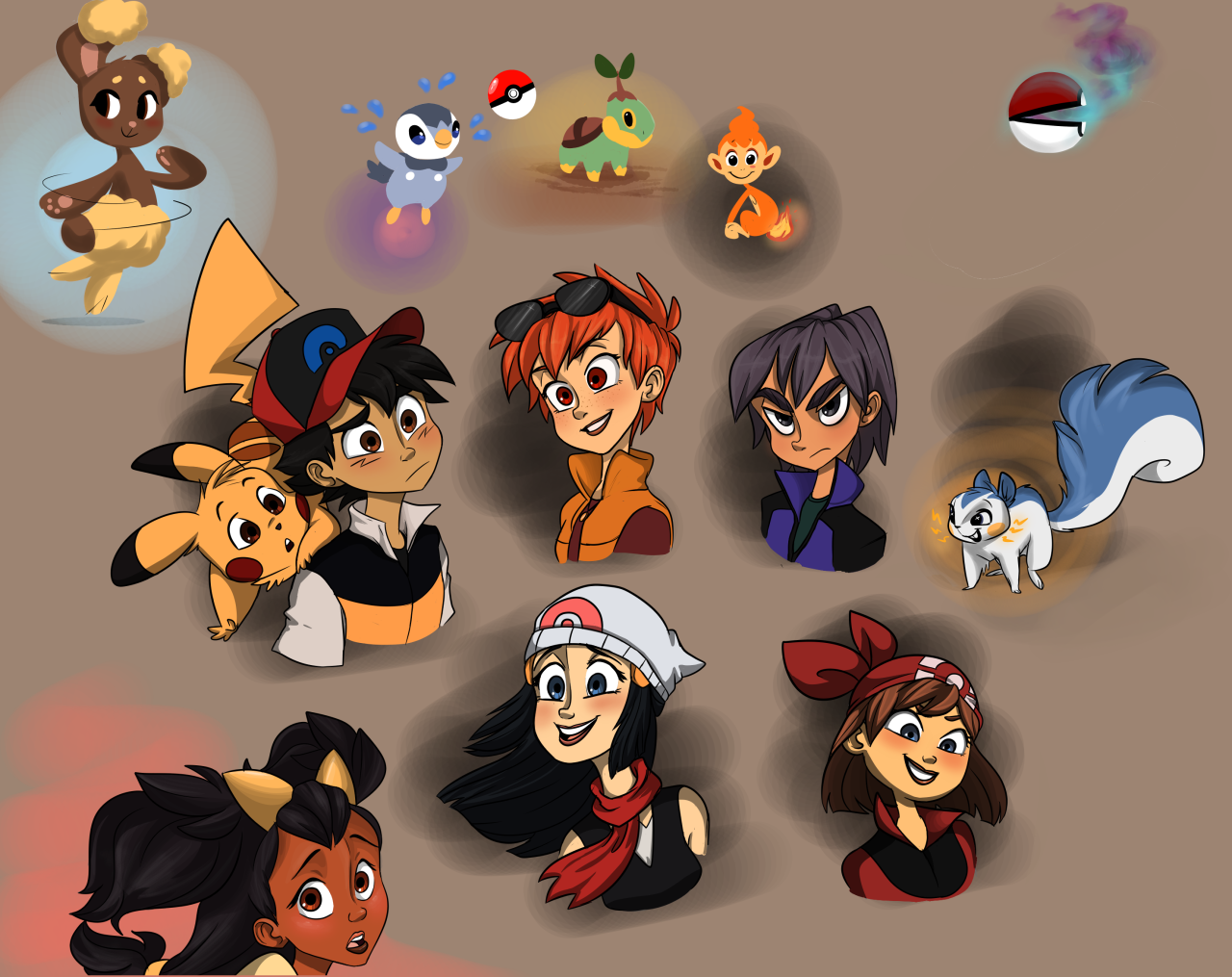 cucumber-larry:Some 5a.m. Pokemon doodles of the favs B) I forgot Barry and I’ll