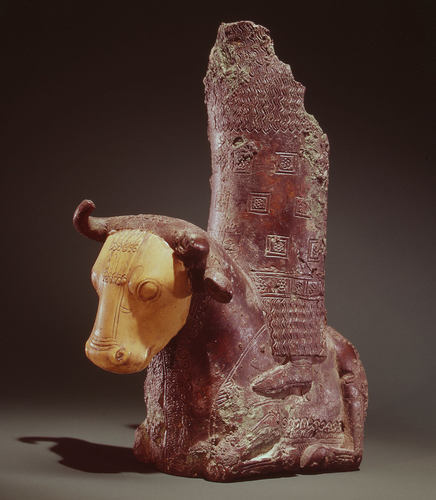 met-ancient-art:Part of a throne with deity on a bull, Metropolitan Museum of Art: Ancient Near East