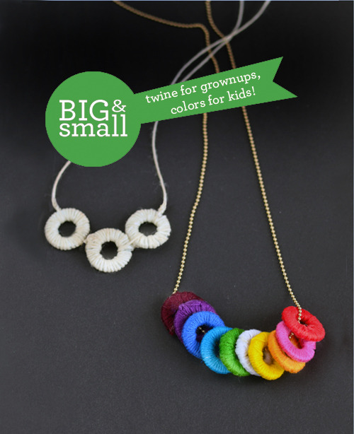 rainbowsandunicornscrafts:DIY Thread Wrapped Washer Necklace Tutorial from Design Mom here. This is 