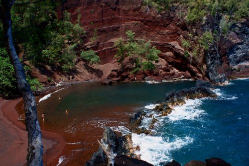Porn Pics sixpenceee:  Red Sand Beach is a pocket beach