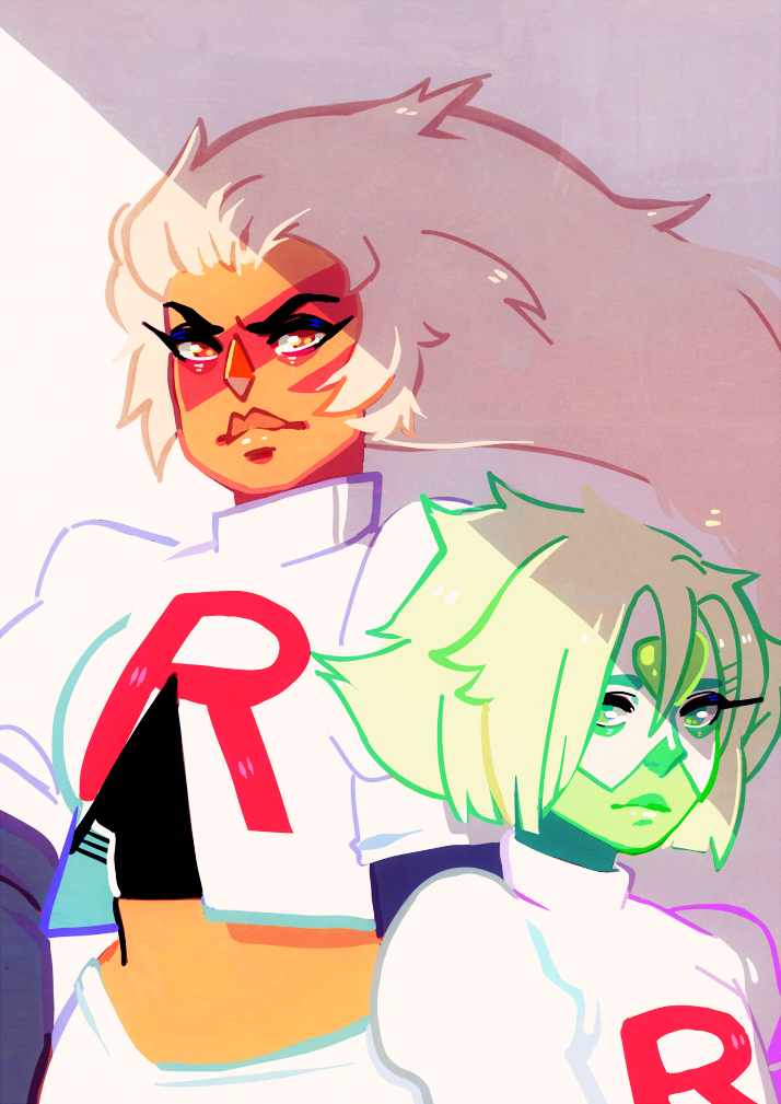 flowersilk:  prepare for trouble, and make it double (&amp; a bonus lapis/meowth)