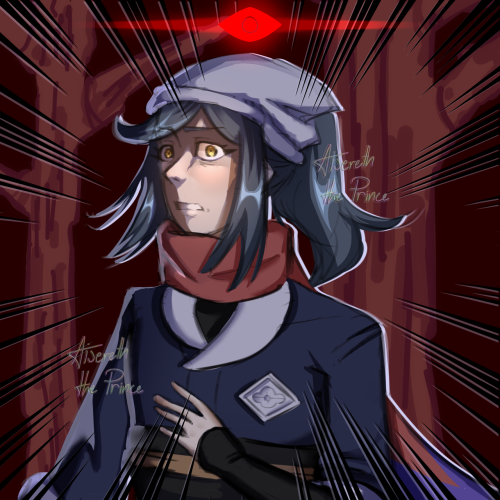 Drawing of Pokémon character Akari looking scared due to a pokémon targeting her by Aisereththeprince