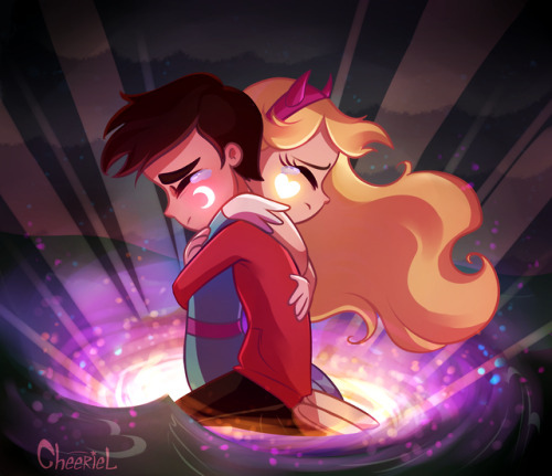 cheeriel:    -Star? -Marco? W-what are you doing here?!-Well… heh… guess, the same thing as you. So… any idea what happens if we stay here?-No. And I don’t care. Because with or without magic…-…we belong together.  