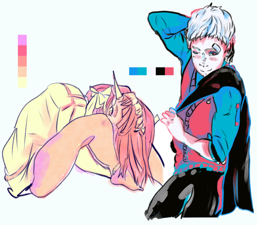 Chidori’s palette: 80′s sunset; Akihiko’s palette: futurae proxima 