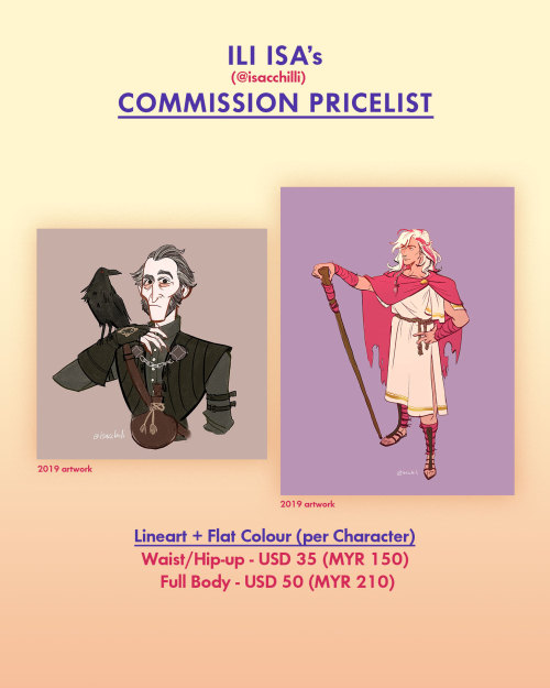 isacchili: 2020 COMMISSION PRICELISTView slot availability and progress here. Please email me at isa