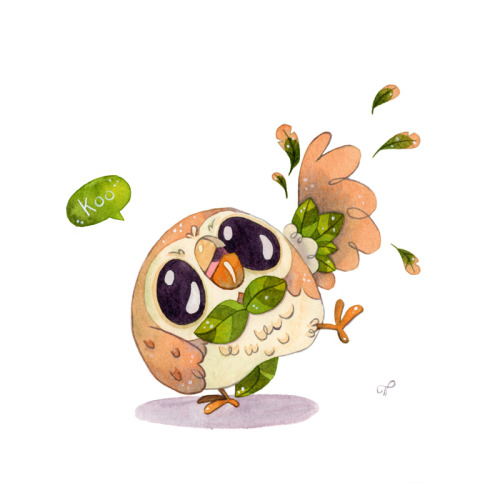 I painted up my Rowlet I made for sketch dailies on twitter today :> I love grass type <3water
