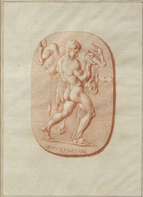 An Ancient Gem Representing Hercules Buphagus / Drawing after an antique gem for Baron v. Stosch Ber