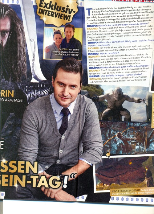 stillbetterthanthesolarsystem:  Richard Armitage Interview in German magazine BRAVO Sorry for the ba