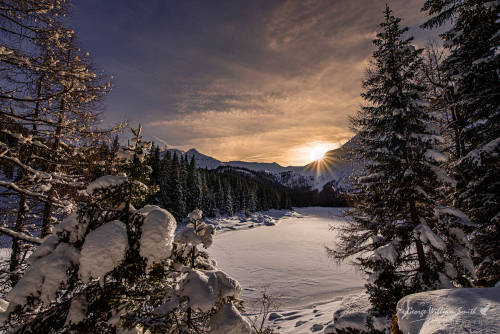 Sunset at Obernberger See in Austria by George-William Smith