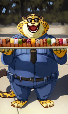 fatsewergator:  inubiko:   Clawhauser Donut Fail .    XD  Ah crap, I feel sorry for this fluffball! :o 