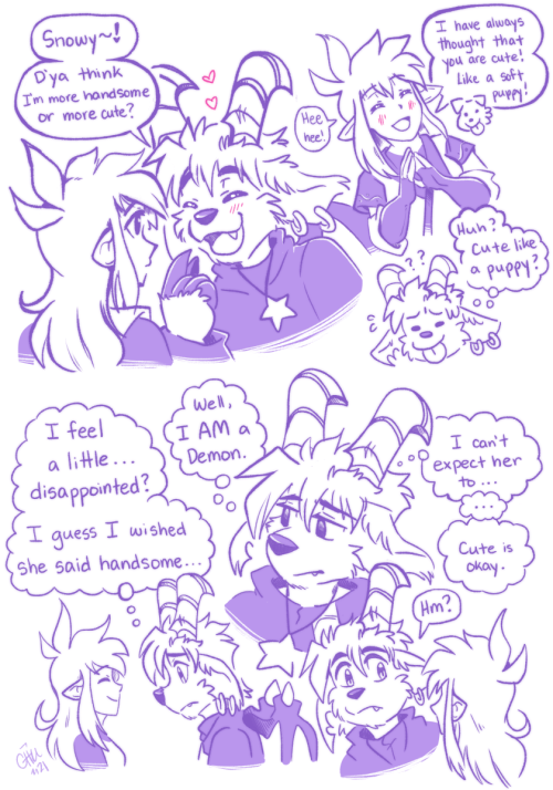 Buwaro feels insecure about his looks and gets some reassurance from his girlfriend. She does, indee