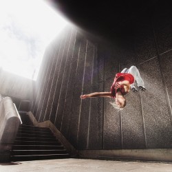 instagram:  Freerunning with Ninja Warrior @katiemcdonnell  For more photos and videos of Katie’s urban acrobatics, follow @katiemcdonnell on Instagram.  Urban acrobat. Sometimes stuntwoman. Accidental ninja. Professional freerunner Katie McDonnell