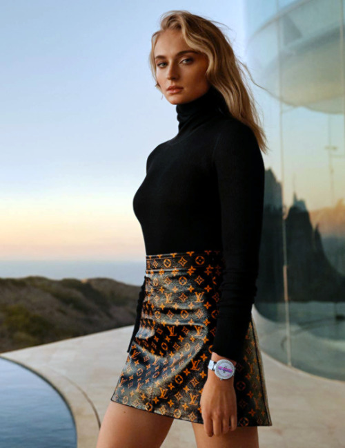 sophieturnernews:Sophie Turner by Josh Olins | Louis Vuitton Tambour Horizon Campaign 2019