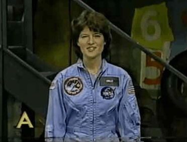 humanoidhistory:Astronaut Sally Ride, the first American woman in space, appears on Sesame Street in