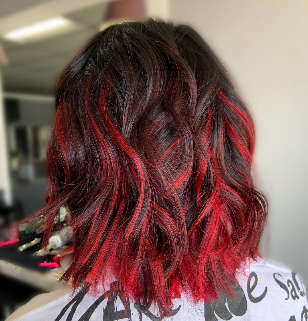 Untitled Black Hair With Fantasy Red Highlights And Half