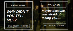 cynicallyy:  loviely:  loviely-deactivated20150630: Movie Conversations Into Texts (2 / ?)  If I Stay (2014) - Mia &amp; Adam: “Don’t Leave Me Fight”  lost u anyways