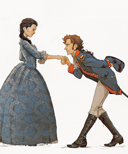 marthajefferson:   “please my Lady, forgive the hardness of a soldier’s hand…”  young Betsey &amp; Alexander Hamilton, around 1780, requested by m0drnmoonlight (see, i made your OTP, i fulfilled my part of the deal. NOW your turn ;D) SO SORRY