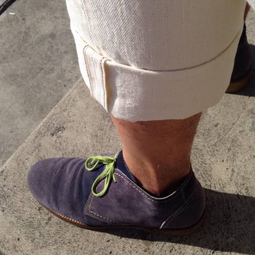 White selvage denim RL - indigo suede shoes and green laces&hellip; The last summer feelings #gerold