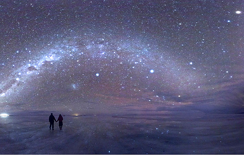 ginandbird:  tsumetaiyozora-deactivated20161: ☆ Salar de Uyuni (Bolivia) by night. “When the night comes, the starry sky reflects on its surface like in a mirror, and you have the feeling of being in space.” © I don’t own anything.