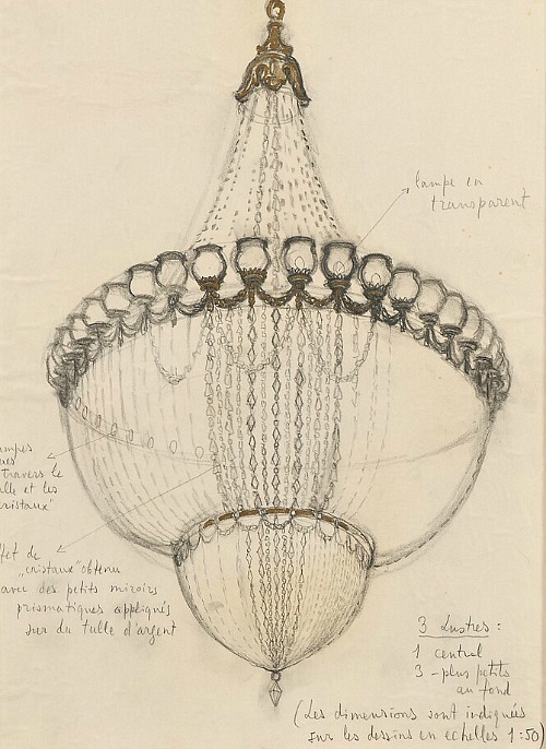 birdcagewalk:  whitehotel:Nikolai Alexandrovich Benois, Design for chandelier for Tschaikovsky Suite No. 3, Theme and Variations Finale (1970) 