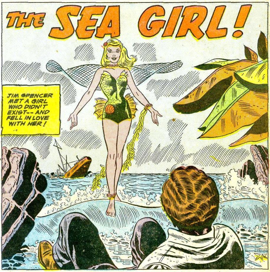 spicyhorror:THE SEA GIRL!    Sensation Comics #113, 1953