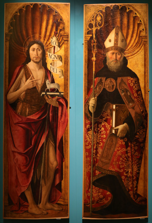 koredzas:Costanzo da Ferarra - Saint John the Baptist and Saint Augustine. 1485 - 1495