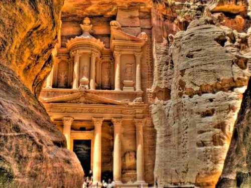 oneamazingworld:Ancient Carved Rock Face Structures-Petra, Jordan. a vast, unique city, carved into 