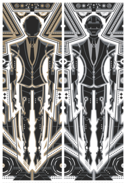 ron-guyatt:  Daft Punk - Gold &amp; Silver These are my posters for the Gauntlet Gallery&rsquo;s “Daft Punk Deux” Art Show starting May 31st 2014 in San Francisco.Ltd Edition of 15 each - 3 Colour ScreenprintIncludes Silver Metallic Ink - Size -