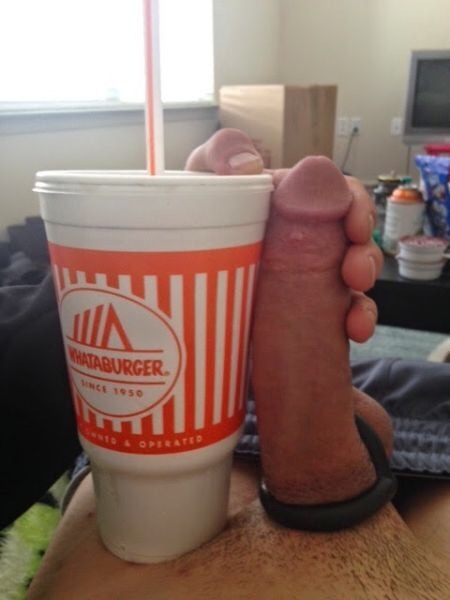 txguy:  “Str8” guy I swapped head with. HUGE load and tasted great. #txguy  Hot!! Nice Whataburger cup comparison.  :)