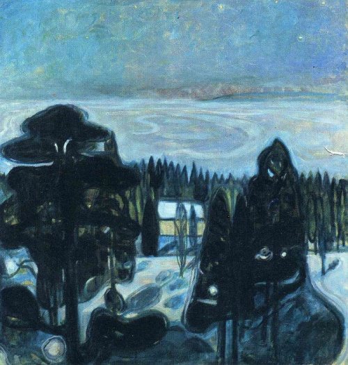 malinconie:Edvard Munch, Kiss by the Window, 1892and White Night, 1901