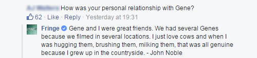 Highlights from John Noble’s Facebook Q&A