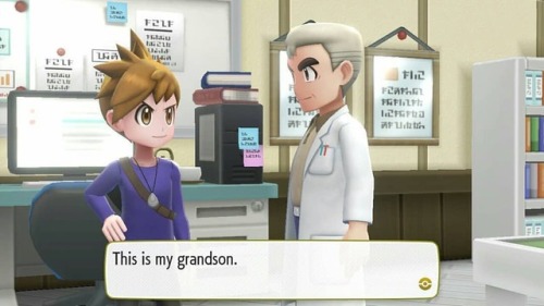 I love this very meta joke. #Pokémon #pokemonletsgoeevee #professoroak #garyoak #Nintendo #nintendos